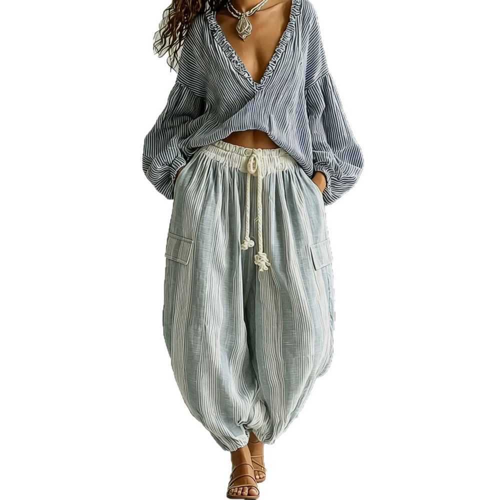 Zara Striped Colorblock Irregular Pants Set - Picture 5 of 6